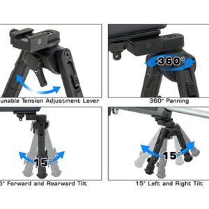 Alternative view of UTG Recon 360 TL Bipod, 5.5"-7.0" Center Height, Picatinny